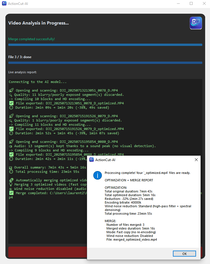 ActionCut-AI — Batch mode completion report